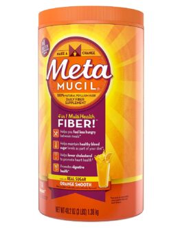 Meta Mucil 4 in 1 MultiHealth Fiber Supplement Powder Orange Smooth – 48.2 oz