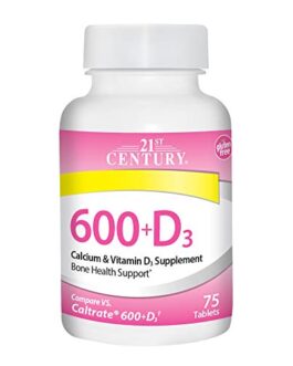 21st Century 600 + D3 Calcium Supplement Caplets – 75 Caplets ( Pack of 3)